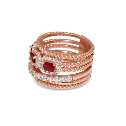 LENA Free Form Ruby Rose Gold Ring