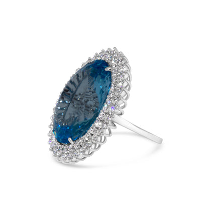 ANI Blue Topaz Diamond Ring