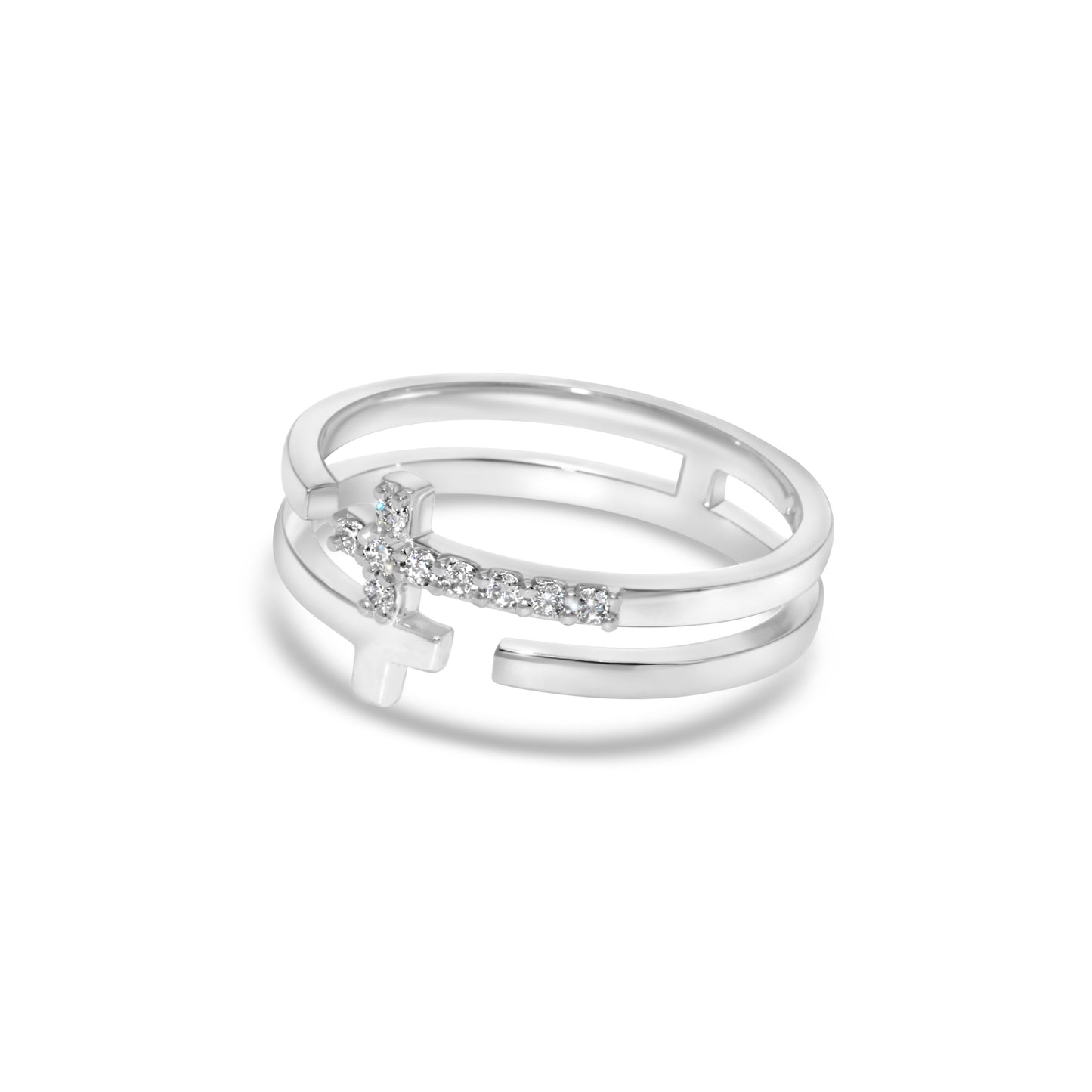 NORA White Gold Diamond Cross Ring