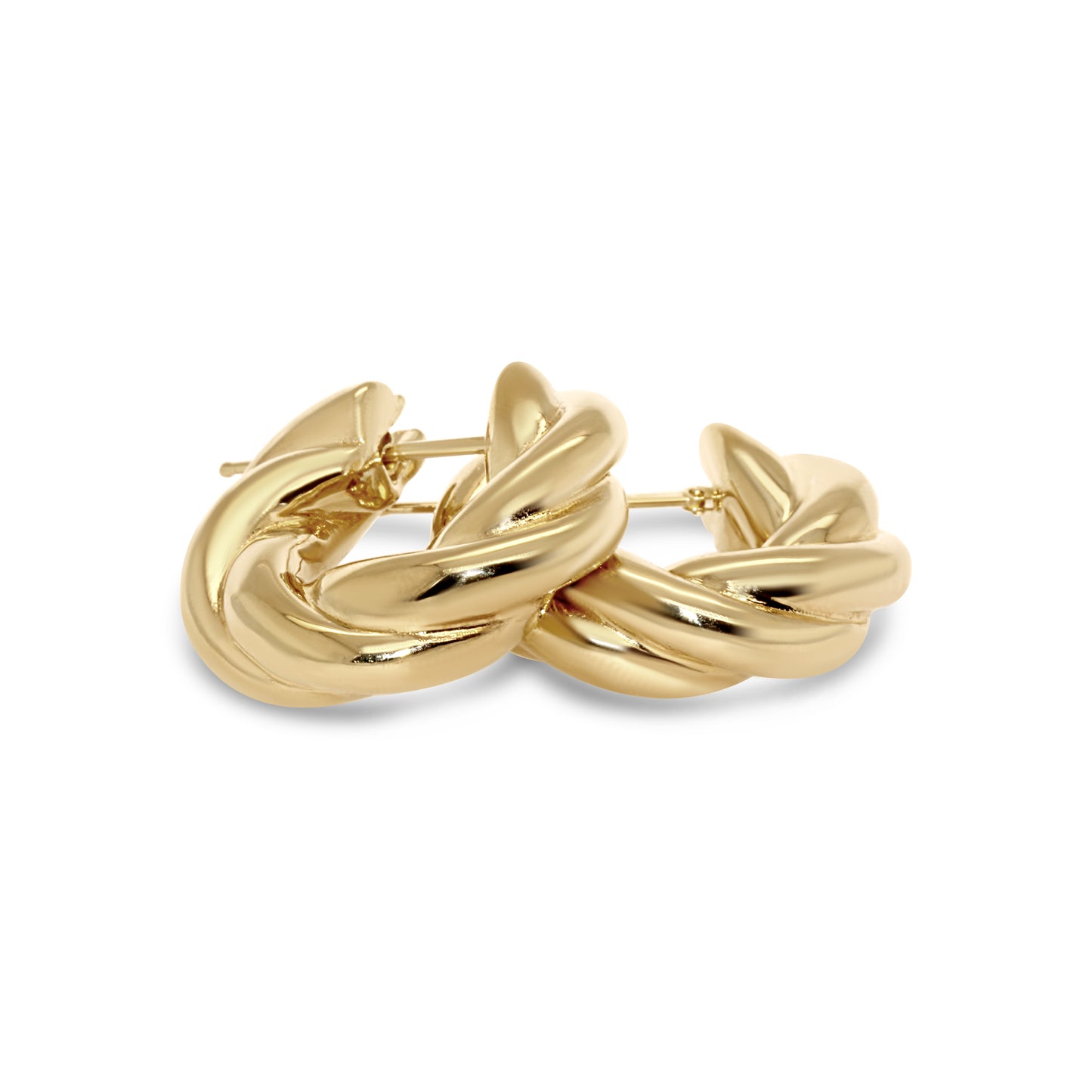 SER Yellow Gold Twisted Hoop Earrings