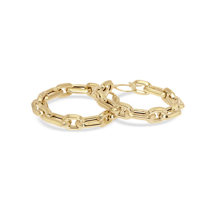 TALIN Yellow Gold Chain Link Hoop Earrings