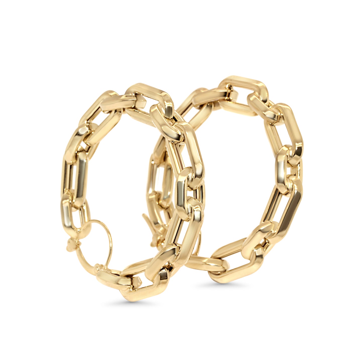 TALIN Yellow Gold Chain Link Hoop Earrings