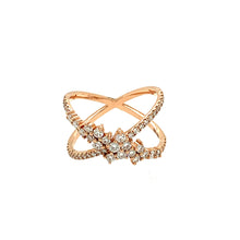 Load image into Gallery viewer, Criss Cross Diamond Ring Rose Gold