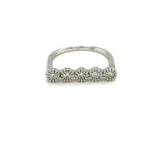 Load image into Gallery viewer, Flower Diamond Bar Ring White Gold