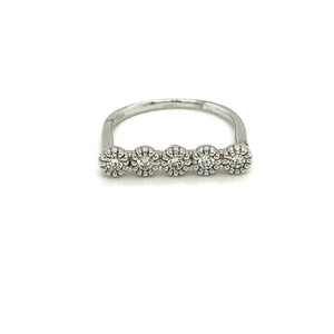 Flower Diamond Bar Ring White Gold