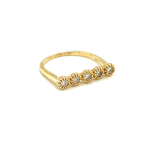 Flower Diamond Bar Ring Yellow Gold