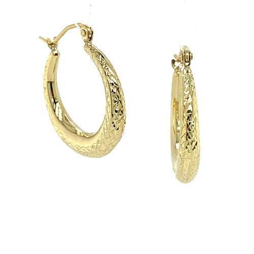 Gold Diamond Cut Hoop Earrings