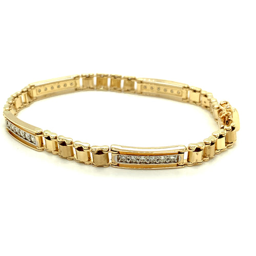 Mens Gold Bracelet Diamond Link
