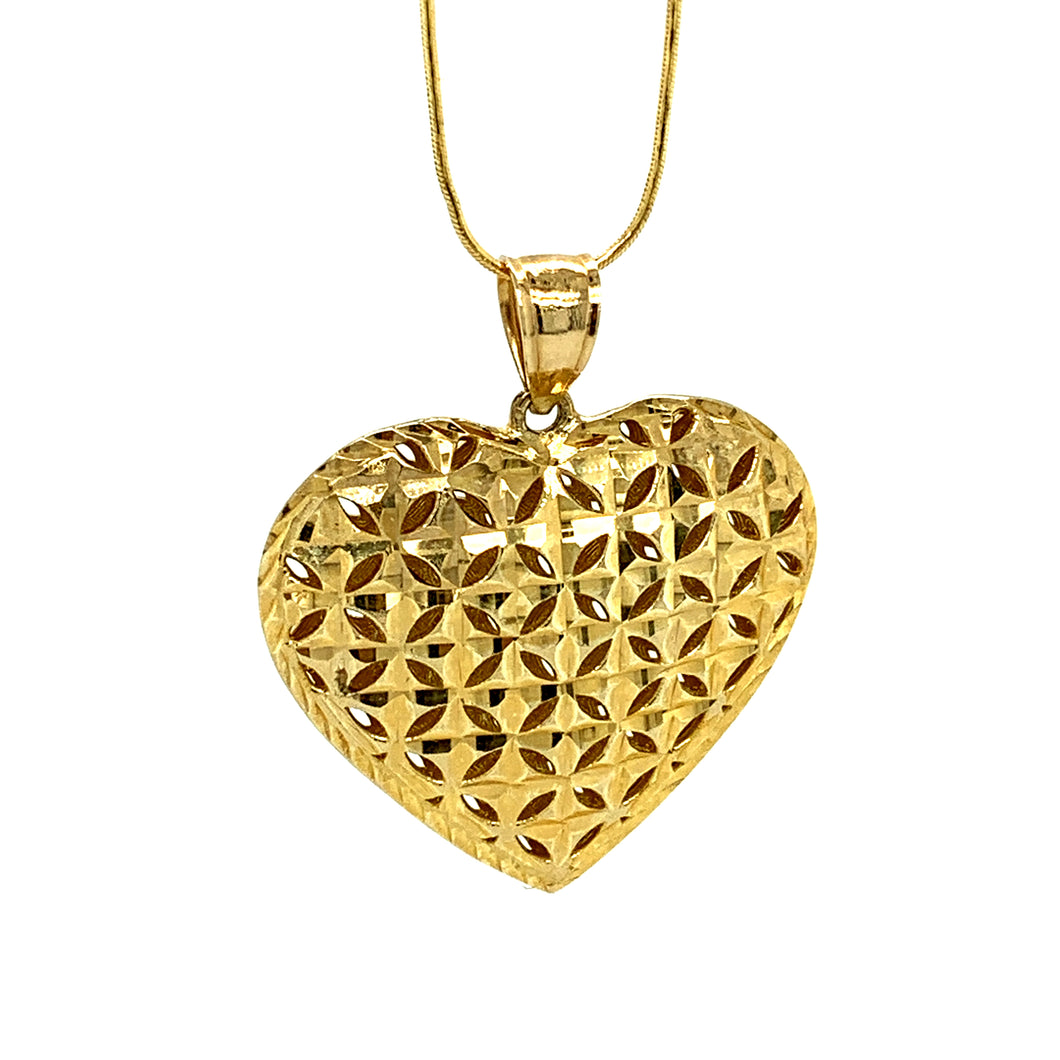 Puffed Gold Heart Pendant