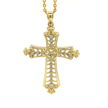 Load image into Gallery viewer, Two Tone Diamond Cut Cross Pendant
