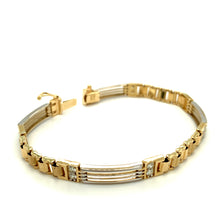 Load image into Gallery viewer, Two Tone Mens Diamond Link Bracelet