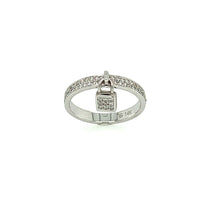 Load image into Gallery viewer, White Gold Diamond Lock Ring