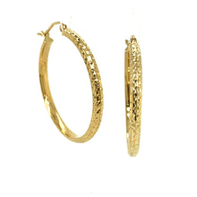 Load image into Gallery viewer, Yellow Gold Diamond Cut Hoop Earrings